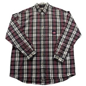Polo jeans Ralph Lauren shirt Mens L  long sleeve button-down Tartan plaid flag